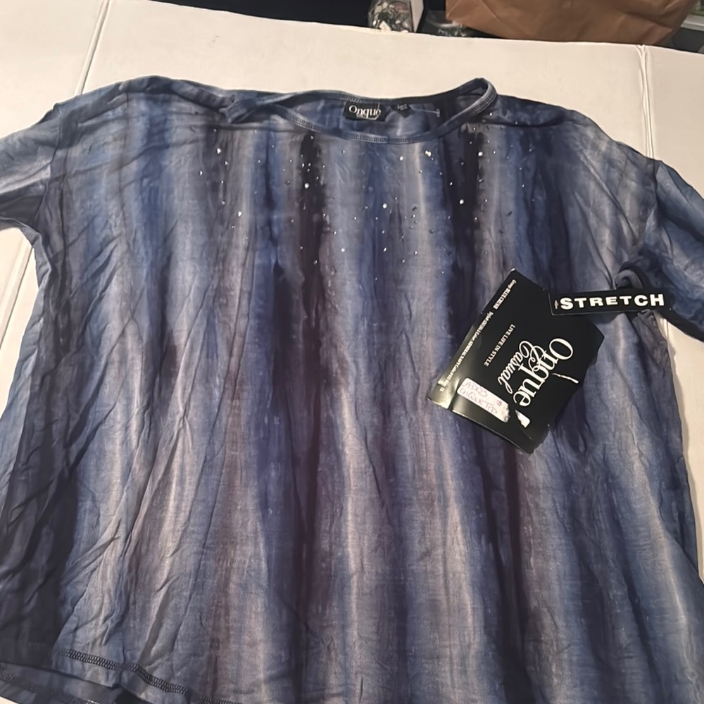Onque Casuals Blue Stretch Shirt size 1x Plus